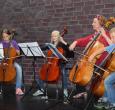 Der Celloclub von Marita Binkert mit Lorena Pierotto, Marie Louise Mandre, Damian Eisenring und Leo Haidacher