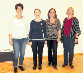 Die Organisatorinnen des zweiten Vernetzungstreffens: (Mitte v.li.) Patricia Buser vom Netzwerk Kinderbetreuung Schweiz und Natalie Ammann von Impuls Zusammenleben, flankiert von den (Primar-)Schulleiterinnen Christina Schwob, Reinach (li.) und Franziska Gautschi, Zetzwil/Leimbach/Birrwil (re.). (Bild: Monika Häusermann)