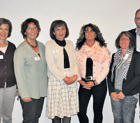 Der Vorstand des neu gegründeten Vereins Spitex Reinach-Leimbach: (v.l.n.r.) Brigitte Aeschbach, Ruth Ries, Eva Müller, Pia Müller, Janine Murer und Raphael Huber. (Bild: hg.)
