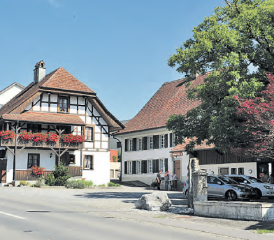 Tragen massgeblich zur Qualität des Dorfbildes bei: die strassenbegleitenden Hausvorplätze – wie hier der Schmittenplatz in Seengen. Zu diesen Trouvaillen gilt es Sorge zu tragen. (msu)