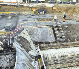 Die Bauleute sind an der Arbeit: Momentaufnahmen auf der Baustelle des Alters- und Pflegeheims Dankensberg in Beinwil am See. (Bilder: René Mattli)