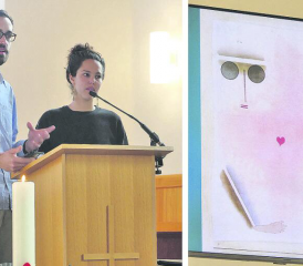 Gabriela Sager und Micha Hediger berichteten über das Projekt des Verein HST. Der Gottesdienst drehte sich später um das Bild von Paul Klee «Hat Kopf, Hand, Fuss und Herz». (Bilder: zVg.)