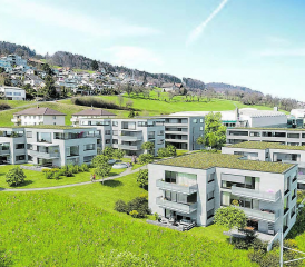 Baustart der Überbauung «Widenmatt» in Beinwil am See: Im Verlauf der nächsten zwei Jahre werden hier insgesamt sechs Gebäude mit Eigentums- und Mietwohnungen, einem Aparthotel sowie einem Wohnhaus mit Loft-Wohnungen entstehen. (Bilder: zVg.)