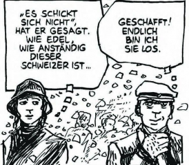 Bernhart Matter: Der scheinbar vermögende Schweizer eroberte offenbar das Herz von Frauen im Elsass im Sturm. (Bild: Matter-Comic, Reto Gloor, Markus Kirchhofer, Edition Moderne)
