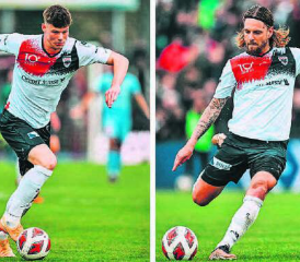 Doppeltorschütze Andrin Hunziker und Freistoss-Torschütze Olivier Jäckle überraschen derzeit mit stilsicheren Auftritten. (Bild: Sarah Rölli)