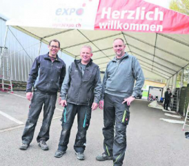 In einer Woche kann es mit der WYNAexpo los gehen: Michael Dubach, Matthias Haller und Christian Schweizer haben alles im Griff.