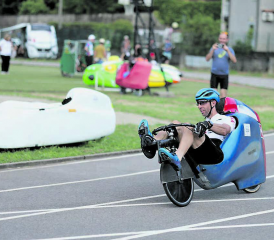 Christoph Rindlisbacher bei der Weltmeisterschaft Liegerad teilverschalt in Arona, Italien. (Bild: zVg.)