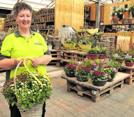 Hier im «Schale-Egge» ist es Jeannette Hunziker am wohlsten, also da, wo Blumen in unterschiedlichste Schalen und Behältnisse eingetopft werden. (Bild: rc.)