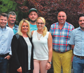 Das OK der Gewerbeausstellung vom Verein Handel, Gewerbe, Industrie Gontenschwil-Zetzwil (v.l.): Matthias Hediger, Jörg Bolliger, Tanja Wiederkehr, Stefan Widmer, Stefanie Sollberger, Martin Bolliger, Sascha Sollberger. (Bild: zVg.)