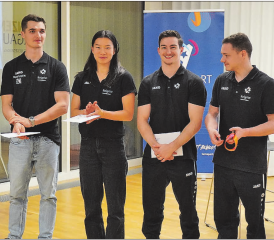 Die vier Aargauer Kunstturner: (v.l.) Florian Langenegger, Anny Wu, Luca Giubellini und Noe Seifert.