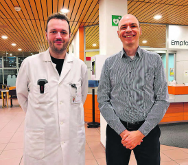 Dr. Tobias Piroth, Oberarzt Neurologie KSA Aarau (rechts) gab spannende Einblicke ins Thema Parkinson. Links Dr. Martin Purtak, Oberarzt innere Medizin ASANA Spital Menziken (Bilder: dr.)