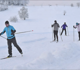 Reger Betrieb auf der präparierten Loipe im Leutwiler Moos. (Bild: Wolfgang Rytz)