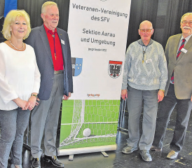 Nicht komplett an der Generalversammlung: Der aktuelle Vorstand v. l. Ruth Aeschbach, Heinrich Lüscher, Heiz Schär und Präsident Beno Müller, nicht auf dem Bild Reto Lörtscher und Heinz Rüegg. (Bild: aw.)