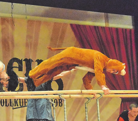 In der Mehrzweckhalle Walde tanzt der Bär im wahrsten Sinne des Wortes: Wohl kaum einer wusste, welch akrobatische Leistungen in diesem behäbigen Tier stecken. (Bilder: st.)