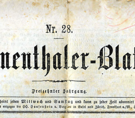 «Wynenthaler Blatt des Jahres 1870: Der Abonnementspreis betrug damals halbjährlich Fr.2.50, vierteljährlich Fr.1.80. (Bilder zVg.)