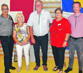 Vorstand der SFV Fussballveteranenvereinigung Aarau und Umgebung veränderte sich seit der letzten GV: Heinz Rüegg, Ruth Aeschbach, Beno Müller, Doris Imhof und Tobias Zaugg, Roger Wehrli abwesend. (Bilder: aw.)