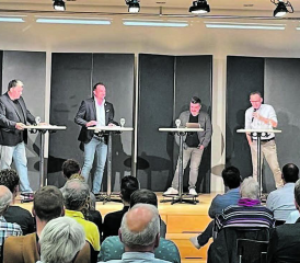 Podium «Sport und Politik» der IG Sport Gränichen mit Remo Conoci, Gerhard Stauder, Stefan Säuberli, Beat Steiner und Sandro Burki (v.l.n.r.). (Bild: zVg.)