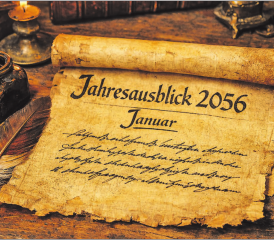 Durch ein mysteriöses Zeitportal ist es dem Wynentaler Blatt gelungen, den handschriftlich verfassten Jahresausblick für das Jahr 2056 zu erbeuten. Wir haben eine KI beauftragt, die Situation originalgetreu nachzustellen. (Bild: KI)