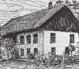 Das sogenannte Spenglerhäuslein in Muhen: Der hauptsächlichste Aufenthaltsort Matters nach seiner Flucht aus der Festung Aarburg. (Bild: Zeichnung W.Weh.)