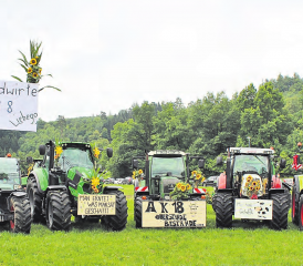 Mit 50 blumengeschmückten Traktoren zur Schlussfeier: Insgesamt 64 Landwirte und acht Agrarpraktiker, darunter 13 Frauen, erhielten ihre Berufsausweise. (Bild: zVg.)