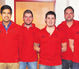 Die Ämter sind besetzt: (v.li) Raphael Tschanz (Fähnrich), Simon Engel (Vize-Oberturner), Markus Sager (Finanzen), Patrick Steiner (Präsident), Reto Tschanz, Florian Lück (Hauptjugileiter), Yannick Helfenstein (Aktuar), Simon Gloor (Oberturner) und Marco Keller (Jugileiter).Auf dem Foto fehlt Florian Engel (Materialwart). (Bild: zVg.)