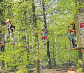 Für Jung und Alt: Seit 14 Jahren gibt es den Waldseilgarten auf dem Rütihof, der jährlich mehrere Tausend Besucher zählt. (Bilder: ran)