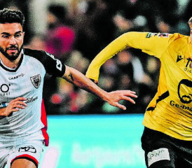 Starker Auftritt, aber im Abschluss noch mit Steigerungspotenzial: Nikola Gjorgjev (links) hält die Schaffhauser auf Distanz. (Bild: Sarah Rölli)