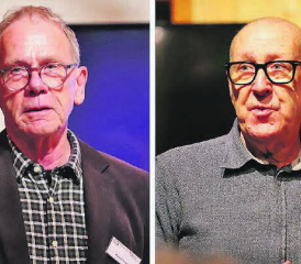 Die Fotografen Markus Fricker (l.) und Hans Wehrli begrüssten die Gäste.