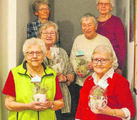 Die Jubilarinnen: (hinten, v.l.n.r.) Rosmarie Steiner und Myrtha Hofmann, Annemarie Gautschi und Bethli Fuhrer (Mitte), Nelly Müller und Elsa Hunziker (vorne).