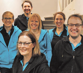 Der wiedergewählte Vorstand des STV Beinwil am See mit Bruno Hartmann, Lilian Wick, Gabriela Lüthi, Nicole Eichenberger, Manuela Hintermann (Präsidentin) und Markus Hintermann. (Bild: zVg.)