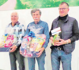 Die drei Erstrangierten: (v.li) Hans Gloor (2. Rang), Hans-Peter Maurer (1. Rang) und Toni Küng (3. Rang). (Bild: zVg.)