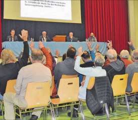 Die Gemeinde stimmte allen Traktanden mit grossem Mehr zu, wie hier bei der Bewilligung des Baukredits für die Sanierungsleitung «Tüelen». (Bild: aw.)