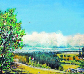 Arboretum Apfelbäume Dürrenäsch – über und im Seetal Aquarell u Mt 50x60cm a PaLw, 2022. Gemälde und Text von Alberto Romer, Beinwil am See