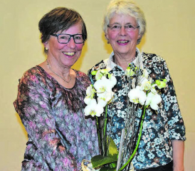 Abschied aus dem Vorstand: Trudi Rössler (links) wurde von der Präsidentin, Christine Zeller, mit Blumen beschenkt. (Bilder: st.)
