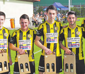 Die Spieler verlassen Gunzwil zum Saisonende (v.l.): Tobias Lang, Philipp Furrer, Thomas Egli, Daniele Carriero, Sandro Fischer. (Bild: zVg.)