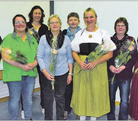 Sie sind das ganze Jahr am Ball: Die Präsidentinnen der angeschlossenen Gemeinden, v.l. Barbara Lüscher, Ruth Bolliger, Madlen Lüscher, Nelly Hunziker (Bezirkskassierin), Susanne Leu-Zubler, Käthi Reinhard-Baumann, Sonja Maurer (Bezirksaktuarin) und Sandra Lüscher, sowohl Präsidentin Schmiedrued als auch Bezirkspräsidentin (v.l., es fehlt Béatrice Meili).