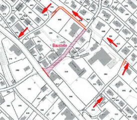 Da die Seebergstrasse für die Bauarbeiten gesperrt wird, wird deren Umfahrung im Einbahnverkehr gemäss diesem Plan geführt. (Grafik: zVg.)