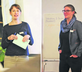 Führten durch den Abend: Natalie Zryd (links) von Impuls Zusammenleben aargauSüd und Christina Zweifel vom DSG. (Bild: rc.)