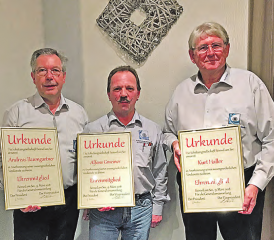 Die neuen Ehrenmitglieder: Andreas Baumgartner, Alfons Gmeiner und Kurt Haller (von links nach rechts). (Bilder: zVg.)