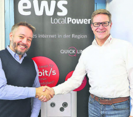 Wechsel in der Chefetage der EWS Energie AG. Thomas Mesmer (links)folgt auf den abtretenden Christian Gerber, der nach seiner Tätigkeit in Reinach eine neue Herausforderung annimmt. (Bild: rc.)
