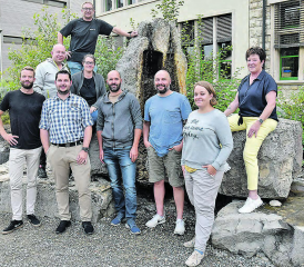 Das OK-Team für die Schöftler Conaction formiert sich: Marcel Hauri, Dani Bollier, Sandra Perazzi, Roman Holenstein, Alain Marti, Marco Kunz, Ilario Schenker, Stefanie Moser und Trudy Müller v. l. o. n. r. u., Sabine Schläpfer und Marc Lehner abwesend. (Bild: aw.)