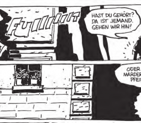 Einbruch in Egliswil: Bernhart Matter lockt die regierungsrätliche Nachtwache in einen anderen Dorfteil. (Bild: Matter-Comic, Reto Gloor, Markus Kirchhofer, Edition Moderne)