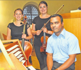 Sie beglückten die Zuhörer in der Kirche Schöftland: Julia Pfenninger, Helene Fiechtl und Viswas Orler (v.l.). (Bild: st.)
