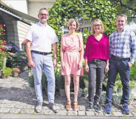 Musikschule Michelsamt-Surental (v.l.): Rolf Stirnemann (Bereichsleiter Surental), Christa Wider (Sekretariat), Susanne Bättig (Co-Leiterin), Christian Plaschy (Co-Leiter). (Bild: zVg.)