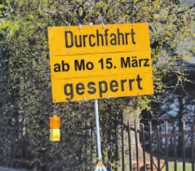 Ab dem 15. März wird hier wohl eine Umleitung signalisiert. (Bild: rc.)