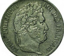 Fälschungen: Französische 5-Francs-Stücke, das Gepräge mit schwammigen Konturen entlarvt die Fälschungen.