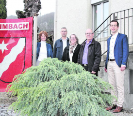 Prüfen die Möglichkeit einer Fusion: (v.l.) Brigitte Hodel, Leiterin Einwohnerdienste Leimbach, Benno Woodtli, Vizeammann und Hannelore Zingg, Gemeindeammann Leimbach, Julius Giger, Gemeindeammann Reinach und Luca Zanatta, Gemeindeschreiber Reinach.