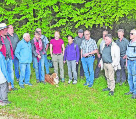 Am Waldrand von Wiliberg: Das Besondere an der Wanderung des Jodlerklubs Echo Reitnau ist gemeinsames Jutzen. (Bild: aw.)