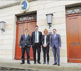 Co-Präsidium Komitee für ein Ja zum kantonalen Bürgerrechtsgesetz (v.l.): Stefan Huwyler (FDP), Christoph Riner (SVP), Susanne Voser (CVP), Rolf Haller (EDU). (Bild: zVg.)