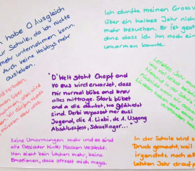Die Jugendlichen erleben die Pandemie anders als die Erwachsenen. Die Sorgen und Wünsche der Jugendlichen, zusammengefasst auf einer Tafel an einem Workshop des Jugendtreffs. (Bilder: zVg.)
